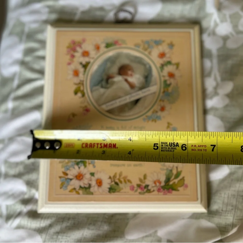 VTG Wildflower Cottagecore Baby Photo Insert Wood Wall Decor Art
